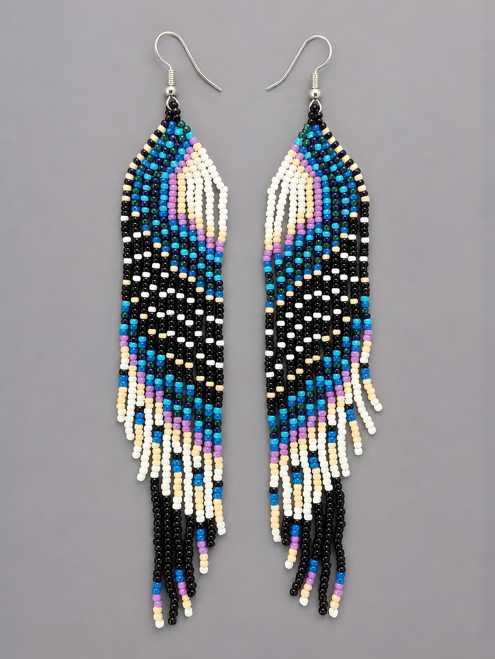 Retro Dot Boho Fringe Seed Bead Long Earrings Southwestern Beaded Jewelry